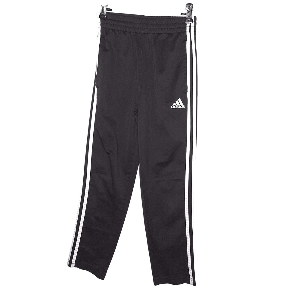 Adidas Kids Black White Stripe Track Pants Athletic Joggers Size 8 S/P/CH